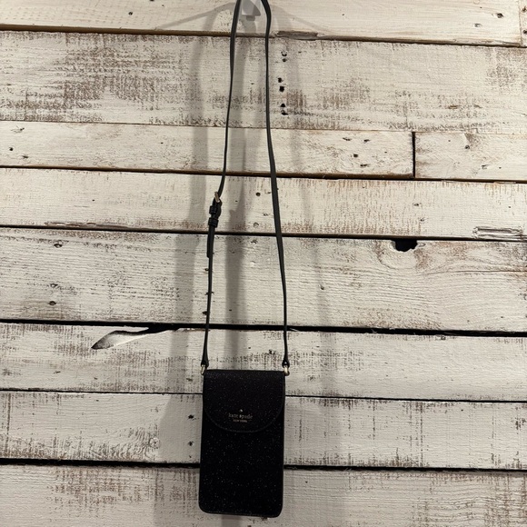 Kate Spade Lola Black Glitter Cellphone Flap Crossbody - Picture 5 of 5